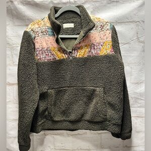 Lucky Brand women’s fleece quilted 1/4 zip gray size Medium‎